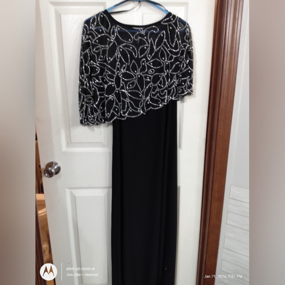 Black dress with beaded overlay